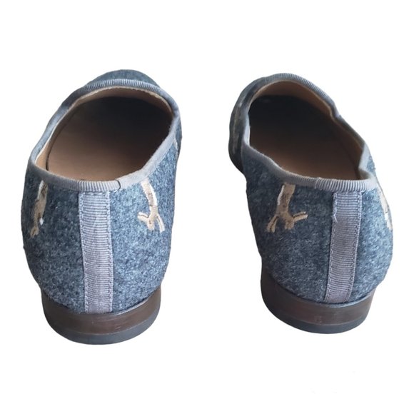 J. Crew /Stubbs & Wootton Gray Collab Classic Flannel Loafers Rabbit /Hare W(6) - Picture 8 of 13